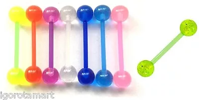 £3.99 • Buy 2x Plastic Tongue Ball Nipple Belly Ear Bar Ring Pregnancy Retainer PTFE Temp
