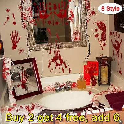 Bloody Hand Print Stickers Halloween Party Window Decoration Zombie Dead Prop • £2.33