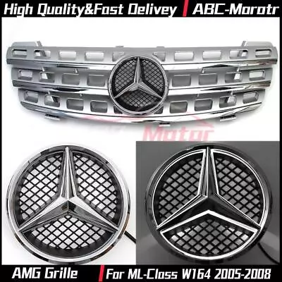 Chrome AMG Style Grille W/LED Emblem For Mercedes Benz ML-Class W164 2005-2008 • $169