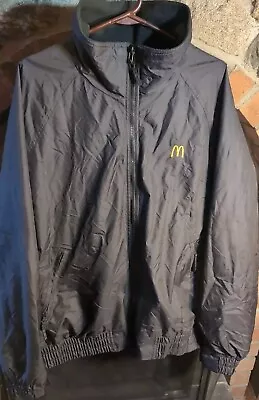 McDonald's Employee Full Zip Up Jacket Men's XL Black With Arch Logo Uniform • $16.99