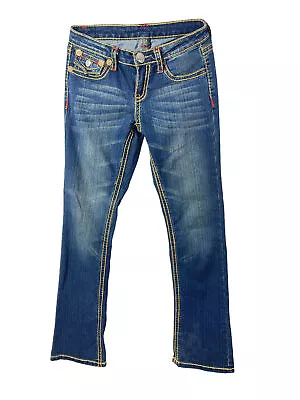 Miss Chic Jeans Womens Low Rise Bootcut Blue Jeans 32  Inseam Size 28 • $22.97