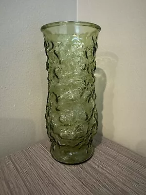 Vintage E.O. Brody Co. Cleveland Ohio Green Crinkle Glass Vase 8.5  Tall • $6.99