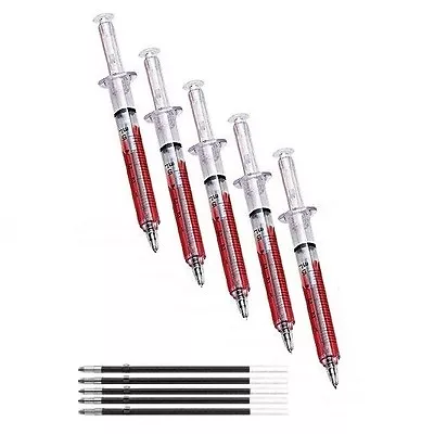£4.99 • Buy 5 NOVELTY SYRINGE PENS Plus REFILLS!  Free P&P! Nurse - Writes In BLACK Ink