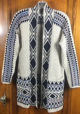 Lucky Brand Tribal Aztec Print Long Open Cardigan Sweater Women’s XS • $29.99