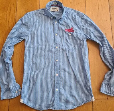 Jack Jones Shirt Blue Striped Button Long Sleeve Size Small  • £9.95