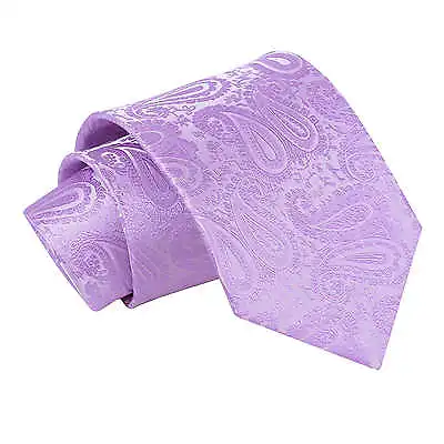 Lilac Tie Woven Floral Paisley Mens Classic Wedding Necktie By DQT • £7.99