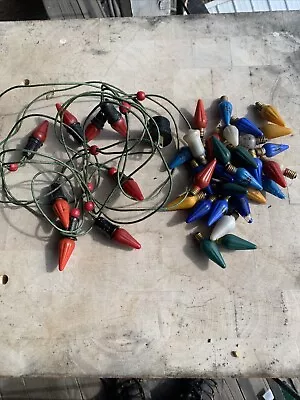 38 Vintage GE Mazda Noma Christmas Tree C-6? 7? Light Bulbs All Tested WORK Cord • $59.95