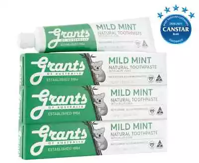 Grants Mild Mint Toothpaste Certified Organic Aloe & Natural Herbs 110g X3 AU • $12.98