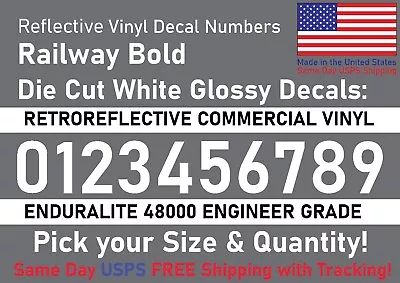 0-10 1 -5  Your Size Vinyl Reflective Decal Sticker Numbers (White) Made In USA • $1.31