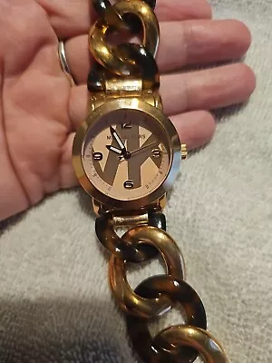 Michael Kors Runway Twist Rose Gold Tone+acrylic Tortoise Chain Watch Mk4273 • $50