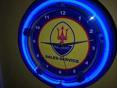 Maserati Motors Auto Man Cave Garage Advertising Neon Wall Clock Sign • $99.99