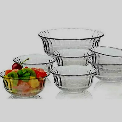 7pc Piece Glass Bowls Set Fruit Trifle Salad Bowls Dessert Ice Cream Round Dish • £13.97
