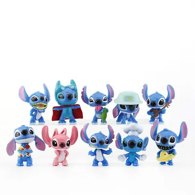 Lilo And Stitch Model 10Pcs/Set Action Figure Cake Topper Doll Kids Toys Gifts • £9.59