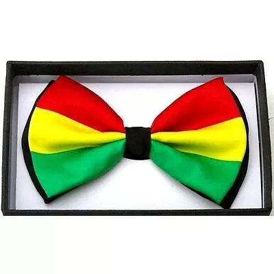 NEW Rasta Green Yellow Red Striped  Bow Tie  • $8.98