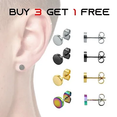 Men Women Screw Stud Earrings Steel Cheater Fake Gauges Ear Plugs 1 Pair UK • £1.90