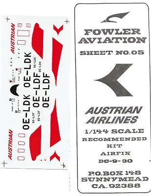 DECALS McDonnell Douglas DC-9-30 1/144 Scale Fowler Aviation • $10.95