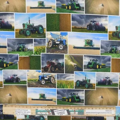 Patchwork Quilting Sewing Fabric John Deere Tractor Tiles 50x55cm FQ • $8