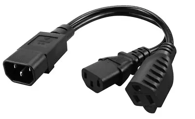 IEC 320 C14 To C13+5-15R Y Split Short Power Adapter Cord IEC 320 C14 Male To... • $17.26