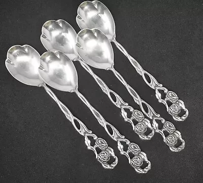 VTG Nils Johan EPNS ALP Silverplated Spoon Demitasse NIJ8 Open Rose Set Of 5 • $39.99