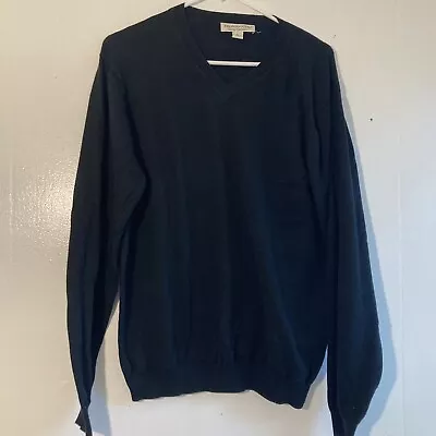 Cotton Cashmere Sweater Pronto Uomo Men’s Women’s Pullover Black V Neck Sz Large • $23