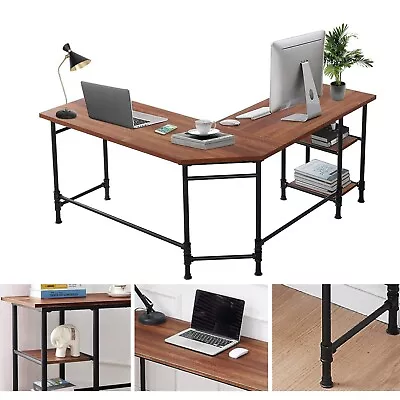 60  L Shaped Computer Desk With 2 Storage Shelf Sturdy Home Office Corner Desk • $75.99