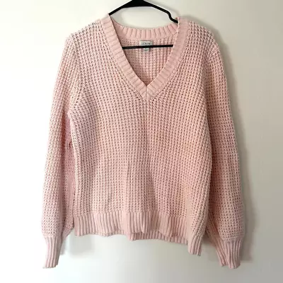 J.Crew Textured Cotton V-Neck Waffle Knit Cotton Sweater Large • $32.99