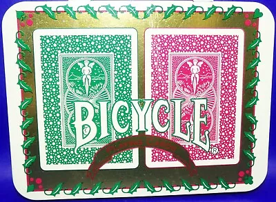 Vintage Bicycle Holiday Playing Card Tin NO Cards Fits 2 Decks Made In USA • $9.99