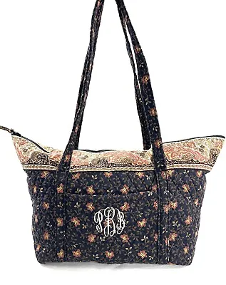 Vera Bradley Vintage Y2K Black Walnut Brown Floral Weekender Duffle Bag Made USA • $44.29