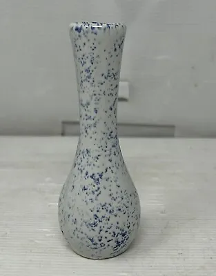 Vintage Western Stoneware Monmouth IL Small Blue & White Bud 5 In Vase Glazed • $24.99