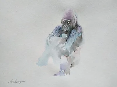 Monkey Animal Watercolor Artwork Handmade Original Painting On Paper • $40