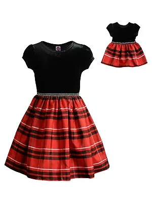 Dollie Me Girl 4-14 And Doll Matching Plaid Fancy Party Dress Ft American Girls • $29.99