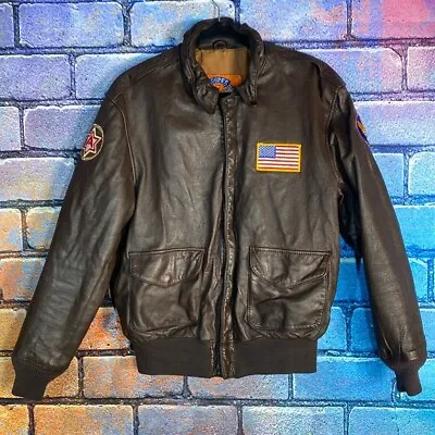 Vintage Cooper Type A.2 USA Air Force Leather Bomber Jacket Brown Size 42R • $140