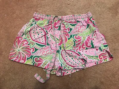 Vera Bradley PXR Pink Paisley Cotton Drawstring Sleep Shorts Womens Size XS • $7.99