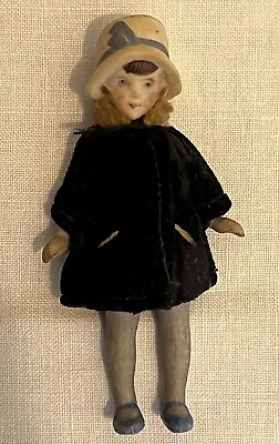 C.1920s 3.5” All-Bisque DOLLHOUSE FLAPPER DOLL Antique German Mignonette • $170.10