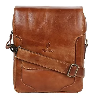 STARHIDE Unisex Oil Tanned Leather Shoulder/Cross Body Bag With Flip Opening • £44.99