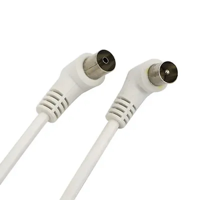 Coax Plug Male To Coax Socket Female TV Aerial Cable Lead (90° Angled Connector) • £2.99