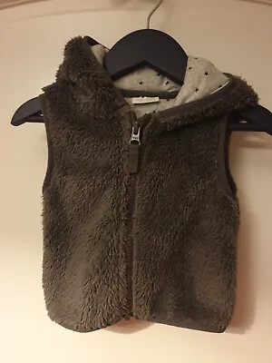 Baby Boy Girl Coat Age 0-3 Months Next Grey Faux Fur Winter Warm Gilet Jacket • £2.50