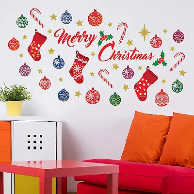 $12.68 • Buy Christmas Decorations Clearance For Home, Indoor, Wall Stickers  Merry Christmas