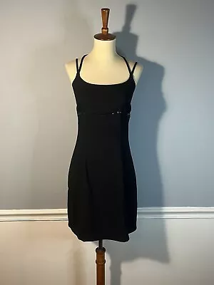 Vintage 90s Brioche California Black Poly Mini Dress Small/Medium • $29