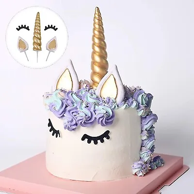 Birthday Cake Topper - 3D Unicorn Cake Decoration - Horn Ears Eyes • £4.40
