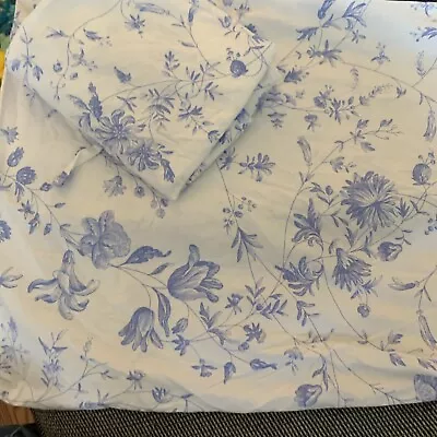 Ikea ALVINE SKÖN Light Blue  White Floral Standard Pillow Shams Set 2 Tie Back • £18.80