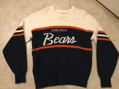 Vintage 80s Chicago Bears NFL Mike Ditka Wool Sweater By Cliff Engle Large • $149.99