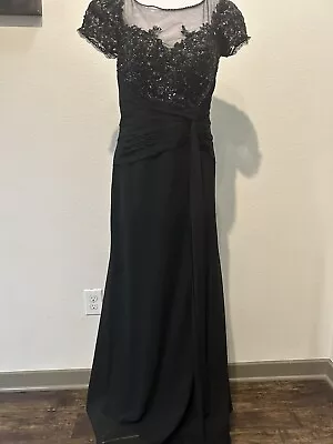 MONTAGE By MON CHERI Black Seq & Beaded MOTB Gown & Matching Shrug-Size 10 • $79.99