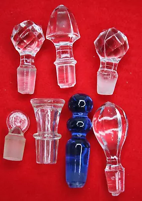 Lot Of 7 Crystal Glass Bottle Stoppers Corks Apothecary Perfume Cruet • $49.99