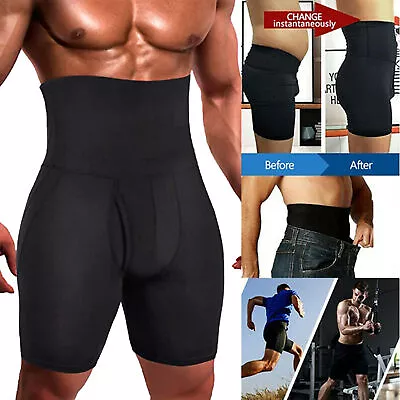 Men's Compression High Waist Boxer Shorts Tummy Slim Body Shaper Girdle Pants US • $19.37