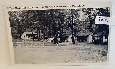 Early Mcconnellsburg Pa Bur-mar Restaurant Diner Cabins Route 30 Rare Postcard • $9.90