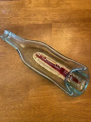 Melted Glass Art Bottle Spoon Rest Pipe Holder Multi Purpose UNIQUE 12.5” • $19.85
