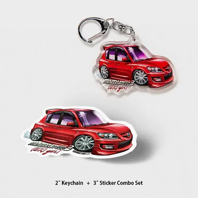 BK1 GEN1 Mazdaspeed 3 Acrylic Keychain And 3  Vinyl Sticker Set JDM Car Art • $20