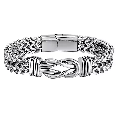 Mens Hip Hop 12MM Heavy Stainless Steel Infinity Knot Wheat Chain Bracelet 8.27  • $17.66