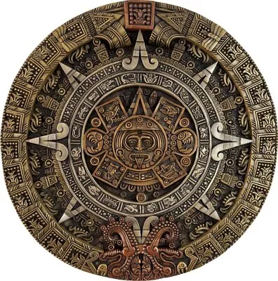 MAYAN AZTEC CALENDAR ART Pendant FREE Sterling Silver 925 Plated 22  Necklace  • $19.88